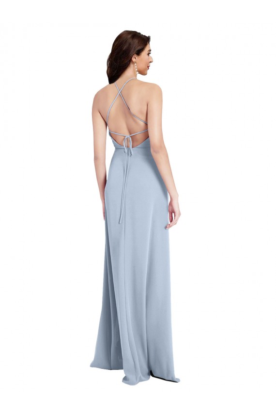 Sleeveless Halter Neck Criss Cross Open Back Stretch Crepe Sheath Formal Evening Gown / Prom Dress / Bridesmaid Dress Newcastle