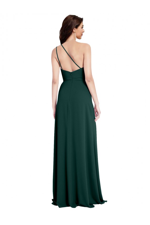 Sleeveless One Shoulder Open Back Stretch Crepe A-Line Formal Evening Gown / Prom Dress / Bridesmaid Dress Newcastle