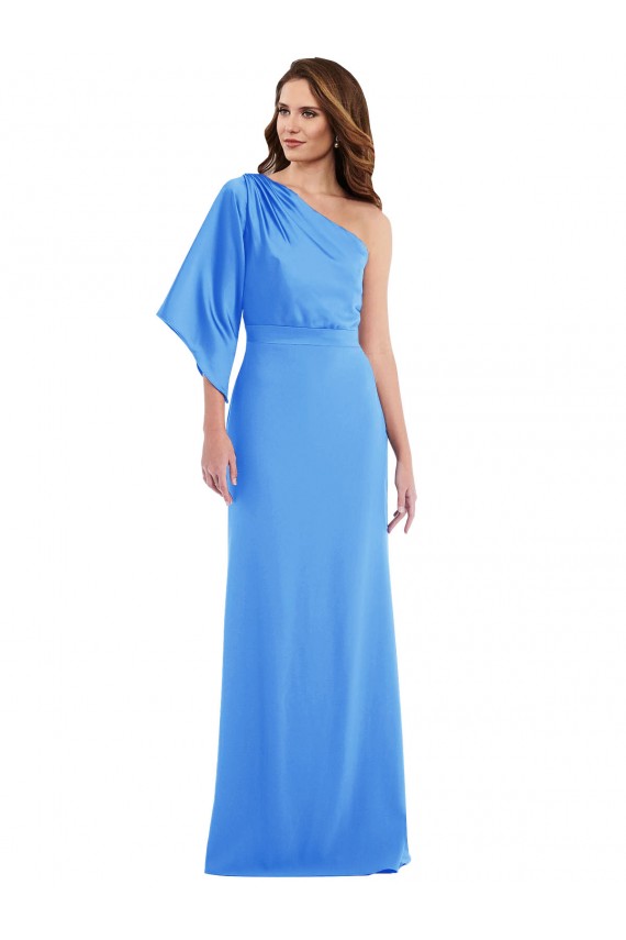 Bell Sleeves One Shoulder Stretch Crepe Trumpet Semi Formal Evening Dress / Prom Dress / Bridesmaid Dress Newcastle