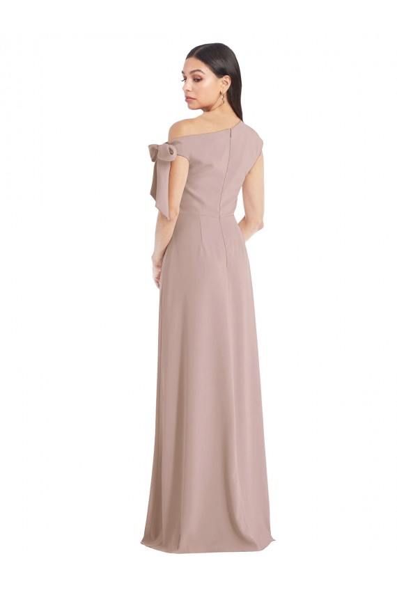 Sleeveless Dusty Pink Off the Shoulder Stretch Crepe A-Line Formal Evening Gown / Prom Dress / Bridesmaid Dress Newcastle
