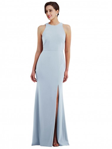 Sleeveless Light Sky Blue Halter Neck Open Back Stretch Crepe Trumpet Formal Evening Gown / Prom Dress / Bridesmaid Dress Newcastle