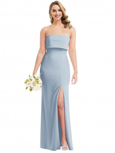 Sleeveless Light Sky Blue Strapless Low Back Stretch Crepe Trumpet Semi Formal Evening Dress / Prom Dress / Bridesmaid Dress Newcastle