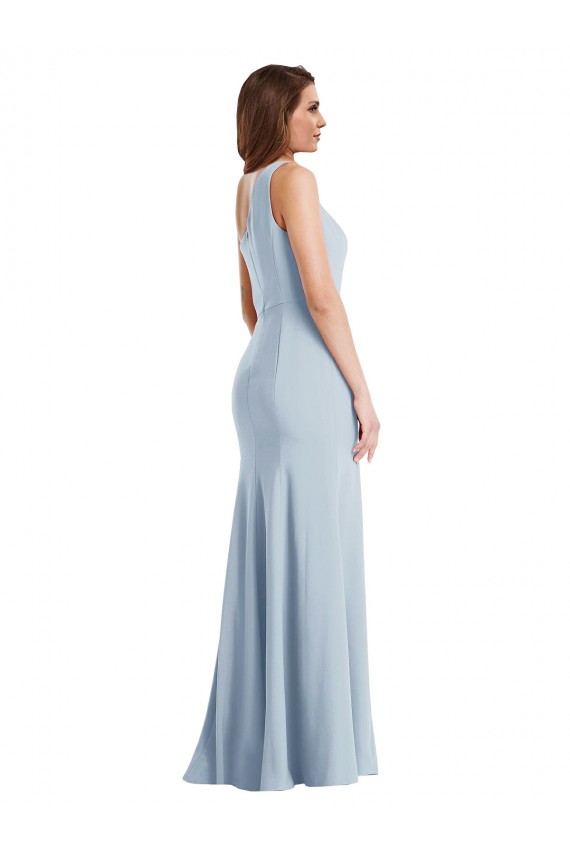 Sleeveless Light Sky Blue One Shoulder Stretch Crepe Trumpet Formal Evening Gown / Prom Dress / Bridesmaid Dress Newcastle