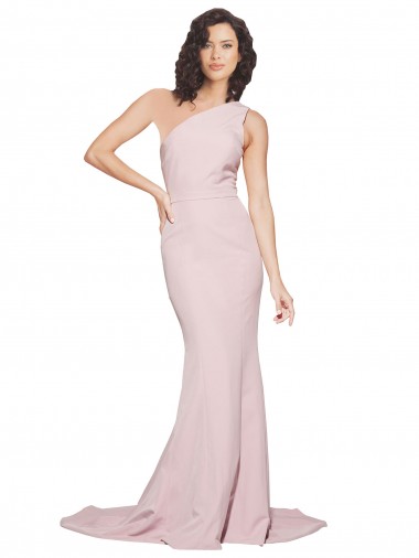 Sleeveless Mauve One Shoulder Stretch Crepe Sheath Semi Formal Evening Dress / Prom Dress / Bridesmaid Dress Newcastle