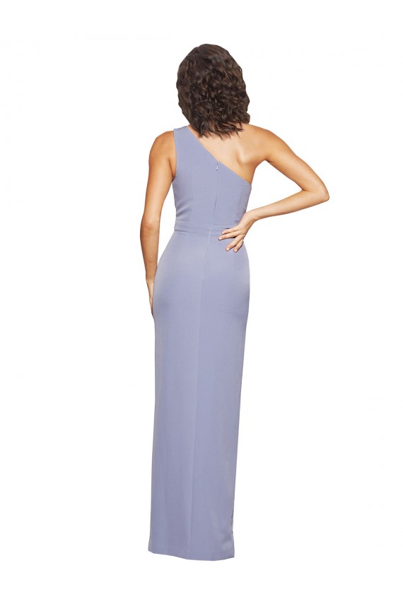 Sleeveless Smoke Blue One Shoulder Stretch Crepe Sheath Formal Evening Gown / Prom Dress / Bridesmaid Dress Newcastle