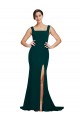 Sleeveless Midnight Green Square Neck Stretch Crepe Sheath Semi Formal Evening Dress / Prom Dress / Bridesmaid Dress Newcastle