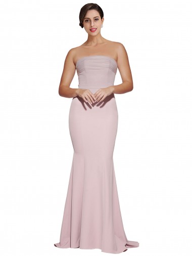 Sleeveless Mauve Strapless Low Back Stretch Crepe Sheath Formal Evening Gown / Prom Dress / Bridesmaid Dress Newcastle