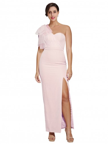 Sleeveless One Shoulder Low Back Stretch Crepe Sheath Formal Evening Gown / Prom Dress / Bridesmaid Dress Newcastle