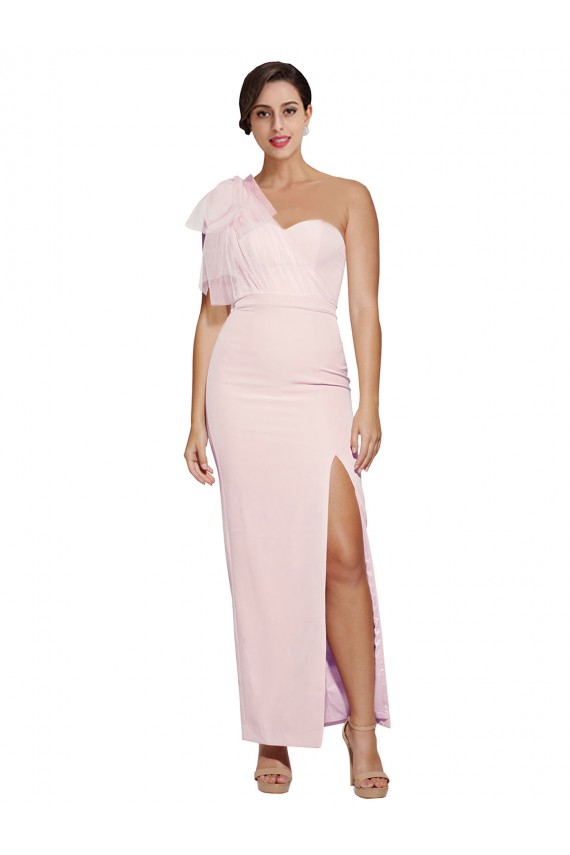 Sleeveless One Shoulder Low Back Stretch Crepe Sheath Formal Evening Gown / Prom Dress / Bridesmaid Dress Newcastle