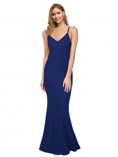 Sleeveless V-Neck Low Back Stretch Crepe Sheath Formal Dress / Bridesmaid Dress Newcastle