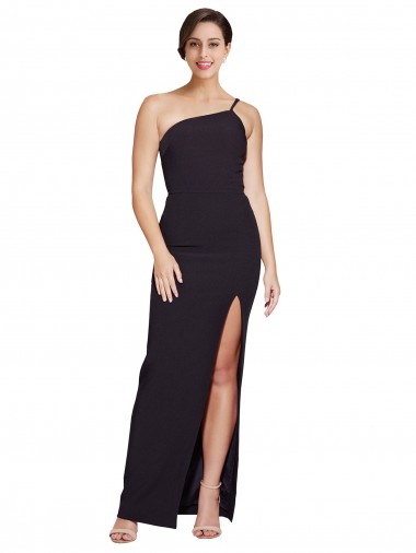 Sleeveless Black One Shoulder Stretch Crepe Sheath Formal Evening Gown / Prom Dress / Bridesmaid Dress Newcastle