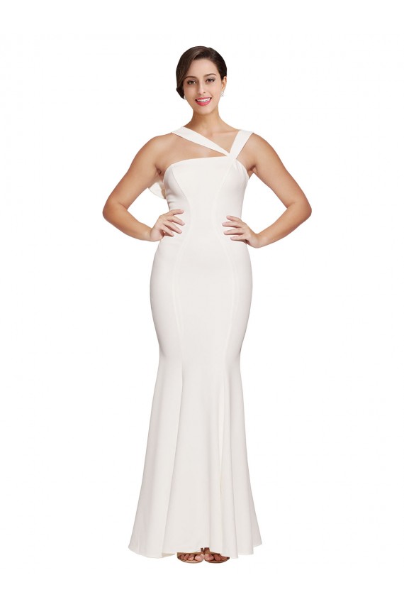 Sleeveless Ivory Square Neck Low Back Stretch Crepe Sheath Formal Evening Gown / Prom Dress / Bridesmaid Dress Newcastle