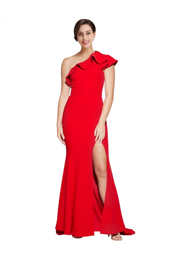 Sleeveless Red One Shoulder Stretch Crepe Sheath Semi Formal Evening Dress / Prom Dress / Bridesmaid Dress Newcastle