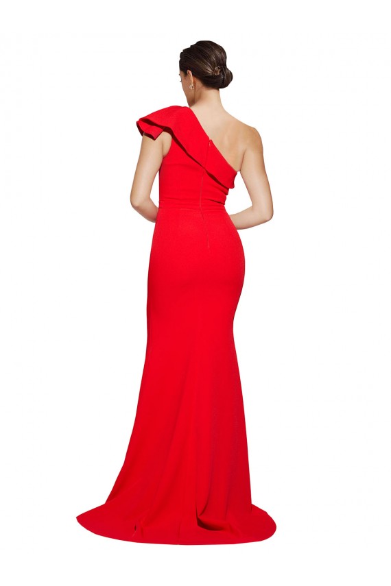 Sleeveless Red One Shoulder Stretch Crepe Sheath Semi Formal Evening Dress / Prom Dress / Bridesmaid Dress Newcastle
