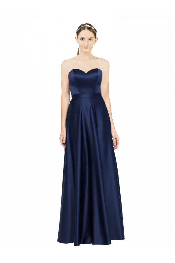 Sleeveless Sweetheart Low Back Stretch Satin A-Line Black Tie Evening Gown / Bridesmaid Dress Newcastle