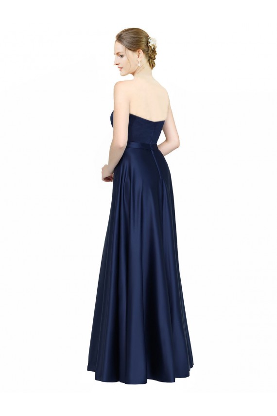Sleeveless Sweetheart Low Back Stretch Satin A-Line Black Tie Evening Gown / Bridesmaid Dress Newcastle