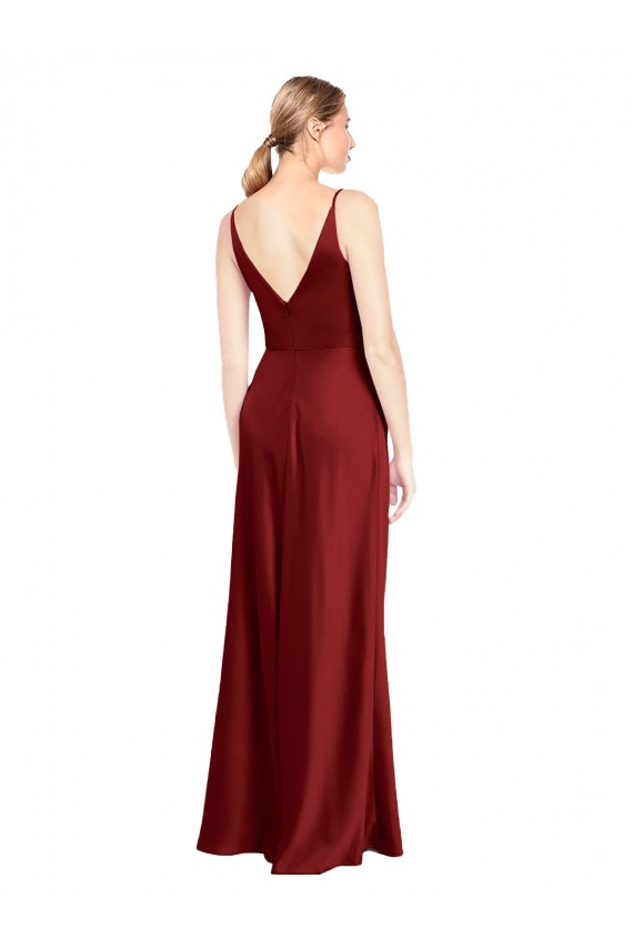 Sleeveless Spaghetti Straps V-Back Stretch Satin A-Line Formal Evening Gown / Prom Dress / Bridesmaid Dress Newcastle