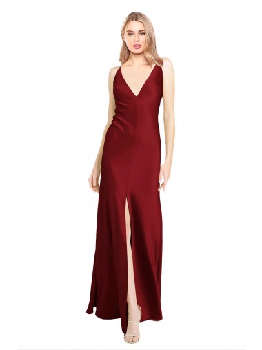 Sleeveless V-Neck V-Back Stretch Satin A-Line Black Tie Evening Gown / Prom Dress / Bridesmaid Dress Newcastle