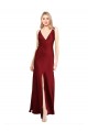 Sleeveless V-Neck V-Back Stretch Satin A-Line Black Tie Evening Gown / Prom Dress / Bridesmaid Dress Newcastle