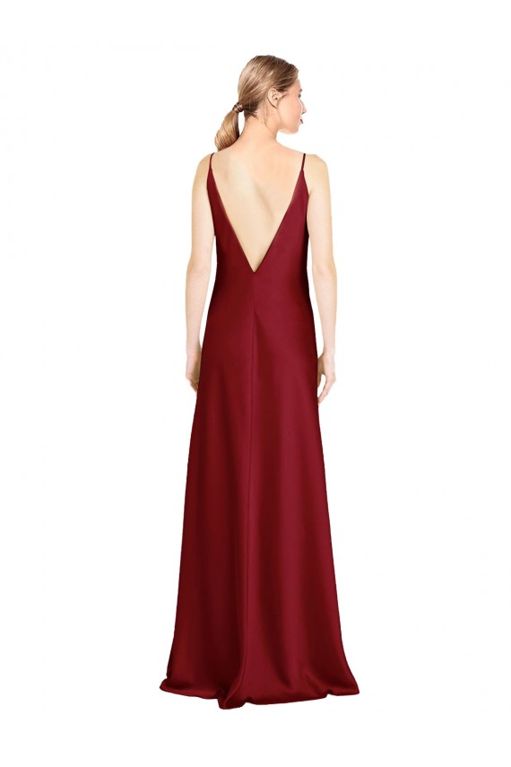 Sleeveless V-Neck V-Back Stretch Satin A-Line Black Tie Evening Gown / Prom Dress / Bridesmaid Dress Newcastle