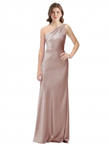 Sleeveless One Shoulder Open Back Stretch Satin Sheath Formal Evening Gown / Prom Dress / Bridesmaid Dress Newcastle