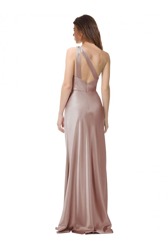 Sleeveless One Shoulder Open Back Stretch Satin Sheath Formal Evening Gown / Prom Dress / Bridesmaid Dress Newcastle