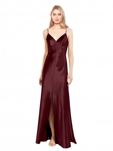 Sleeveless Spaghetti Straps Stretch Satin A-Line Bridesmaid Dress / Evening Dress Newcastle