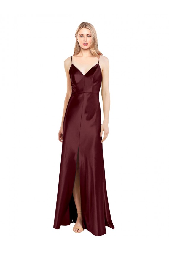 Sleeveless Spaghetti Straps Stretch Satin A-Line Bridesmaid Dress / Evening Dress Newcastle