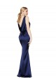 Sleeveless Dark Navy Halter Neck Low Back Stretch Satin Sheath Formal Evening Gown / Prom Dress / Bridesmaid Dress Newcastle