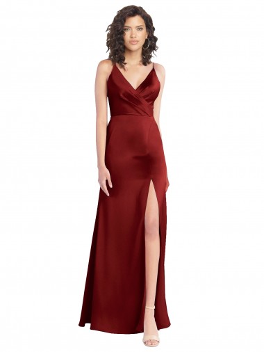 Sleeveless V-Neck V-Back Stretch Satin A-Line Formal Dress / Bridesmaid Dress Newcastle