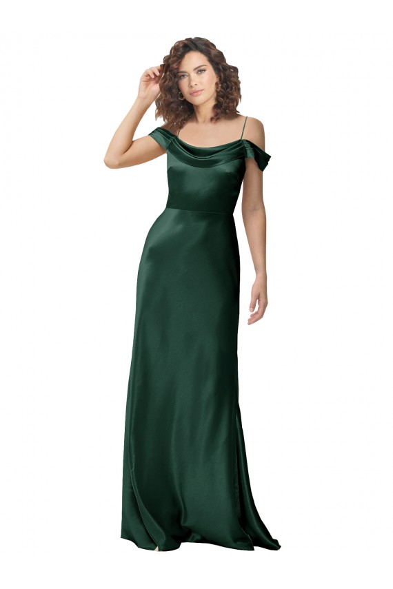 Sleeveless Off the Shoulder V-Back Stretch Satin A-Line Formal Evening Gown / Prom Dress / Bridesmaid Dress Newcastle