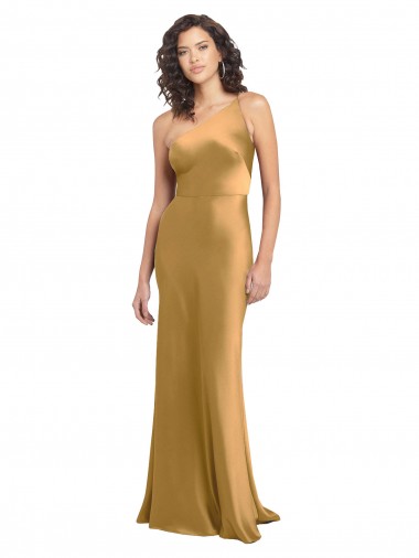 Sleeveless One Shoulder Stretch Satin A-Line Formal Evening Gown / Prom Dress / Bridesmaid Dress Newcastle