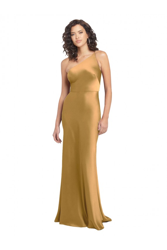 Sleeveless One Shoulder Stretch Satin A-Line Formal Evening Gown / Prom Dress / Bridesmaid Dress Newcastle