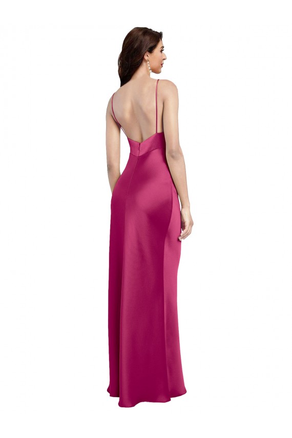 Sleeveless Spaghetti Straps Low Back Stretch Satin A-Line Formal Evening Dress / Bridesmaid Dress Newcastle