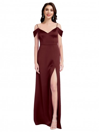 Sleeveless Off the Shoulder Stretch Satin A-Line Formal Dress / Bridesmaid Dress Newcastle