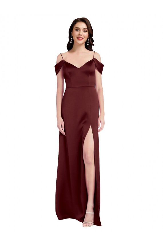 Sleeveless Off the Shoulder Stretch Satin A-Line Formal Dress / Bridesmaid Dress Newcastle