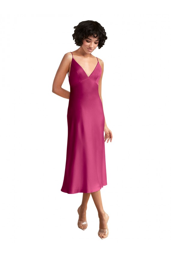 Sleeveless V-Neck Low Back Stretch Satin A-Line Formal Evening Gown / Prom Dress / Bridesmaid Dress Newcastle