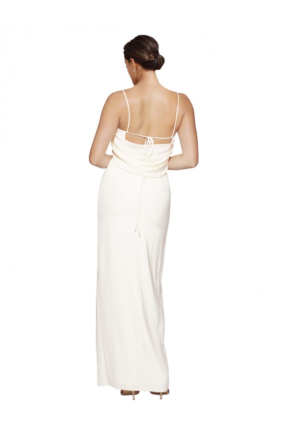 Sleeveless Ivory Halter Neck Low Back Stretch Satin Sheath Formal Evening Gown / Prom Dress / Bridesmaid Dress Newcastle