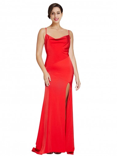 Sleeveless Cowl Neck Low Back Stretch Satin Sheath Formal Evening Gown / Prom Dress / Bridesmaid Dress Newcastle