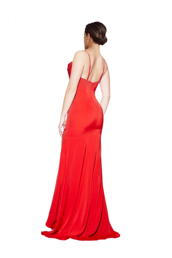 Sleeveless Cowl Neck Low Back Stretch Satin Sheath Formal Evening Gown / Prom Dress / Bridesmaid Dress Newcastle