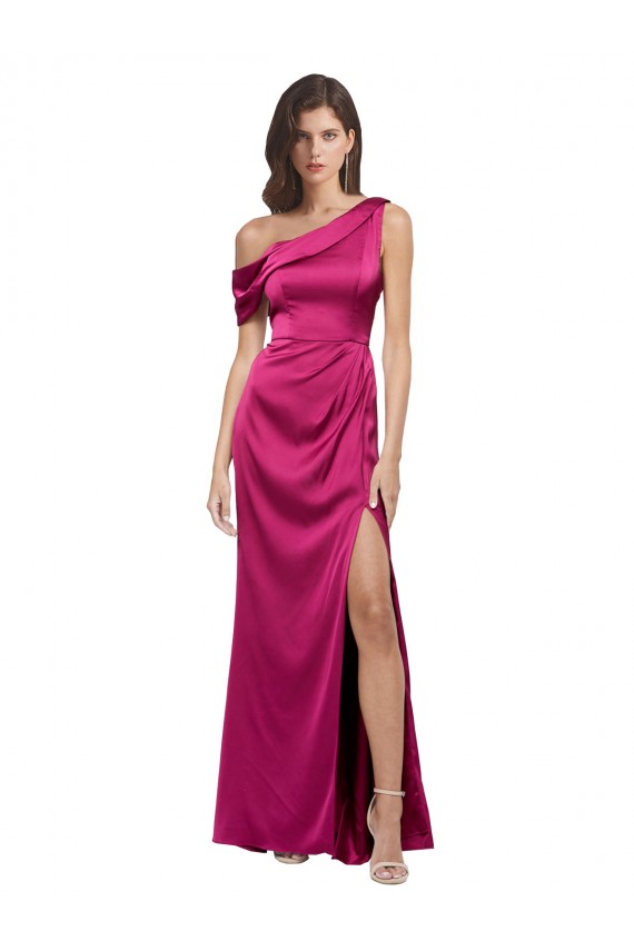 Sleeveless One Shoulder Stretch Satin A-Line Bridesmaid Dress / Evening Dress Newcastle