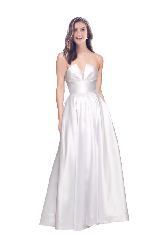 Sleeveless Strapless Low Back Stretch Satin A-Line Formal Evening Gown / Prom Dress / Bridesmaid Dress Newcastle