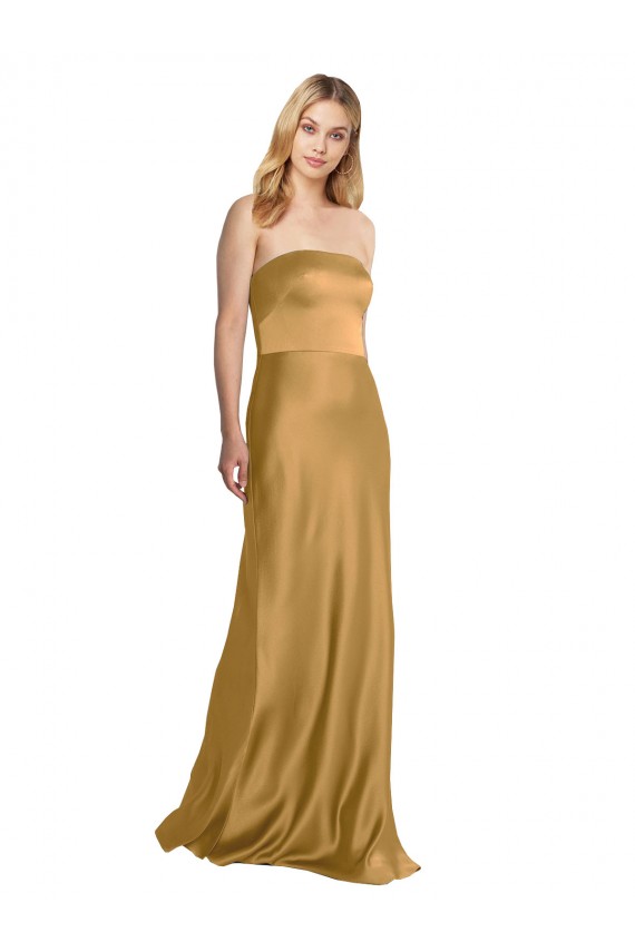 Sleeveless Strapless Stretch Satin A-Line Formal Evening Gown / Prom Dress / Bridesmaid Dress Newcastle