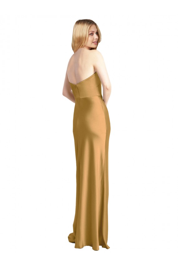 Sleeveless Strapless Stretch Satin A-Line Formal Evening Gown / Prom Dress / Bridesmaid Dress Newcastle