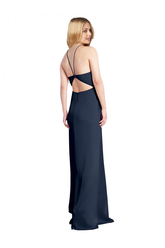 Sleeveless Halter Neck Criss Cross Open Back Stretch Satin A-Line Formal Evening Gown / Prom Dress / Bridesmaid Dress Newcastle