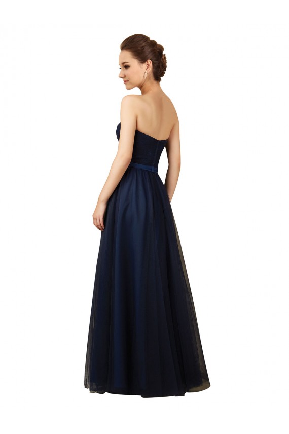 Sleeveless Dark Navy Sweetheart Tulle A-Line Bridesmaid Gown Newcastle