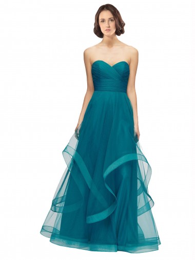 Sleeveless Turquoise Sweetheart Tulle A-Line Bridesmaid Dress Newcastle