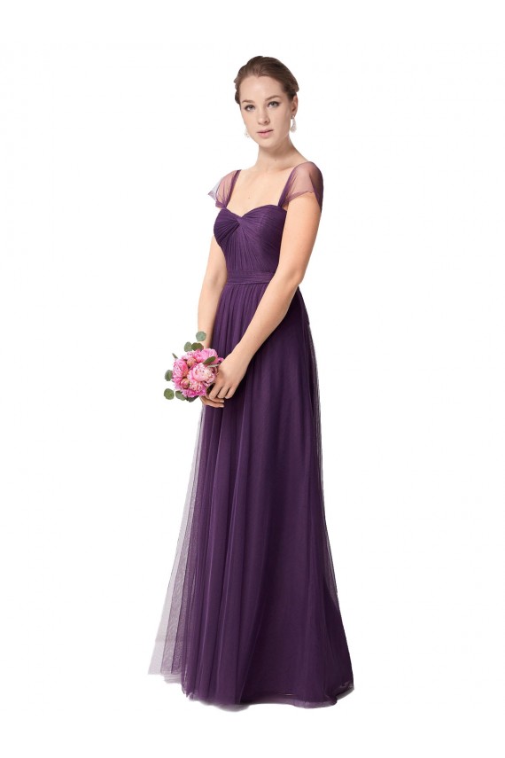 Cap Sleeves Plum Purple Sweetheart Tulle A-Line Bridesmaid Dress Newcastle
