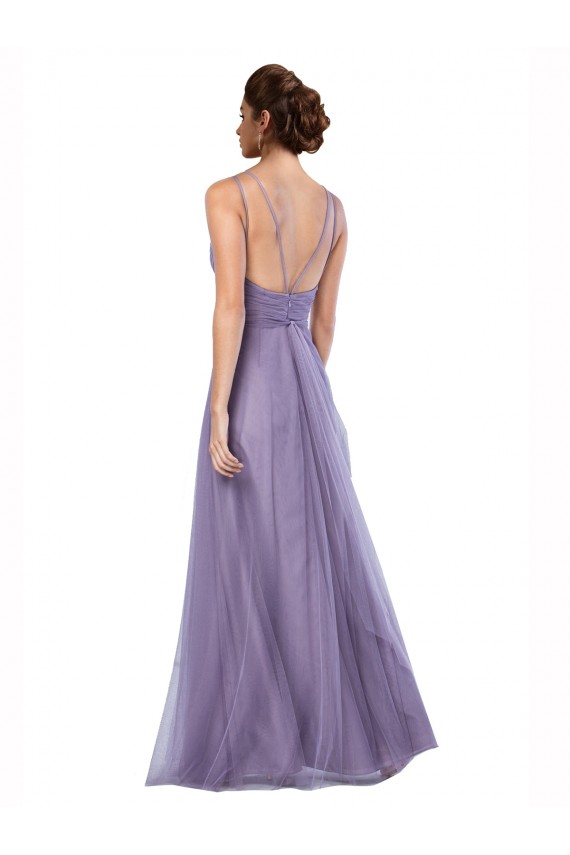 Sleeveless Watermelon Spaghetti Straps V-Back Tulle A-Line Bridesmaid Dress Newcastle