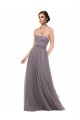 Sleeveless Pewter Spaghetti Straps V-Back Tulle A-Line Bridesmaid Dress Newcastle